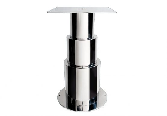 Gamba tavolo elettrica a tre sez. Tonde in acciaio inox