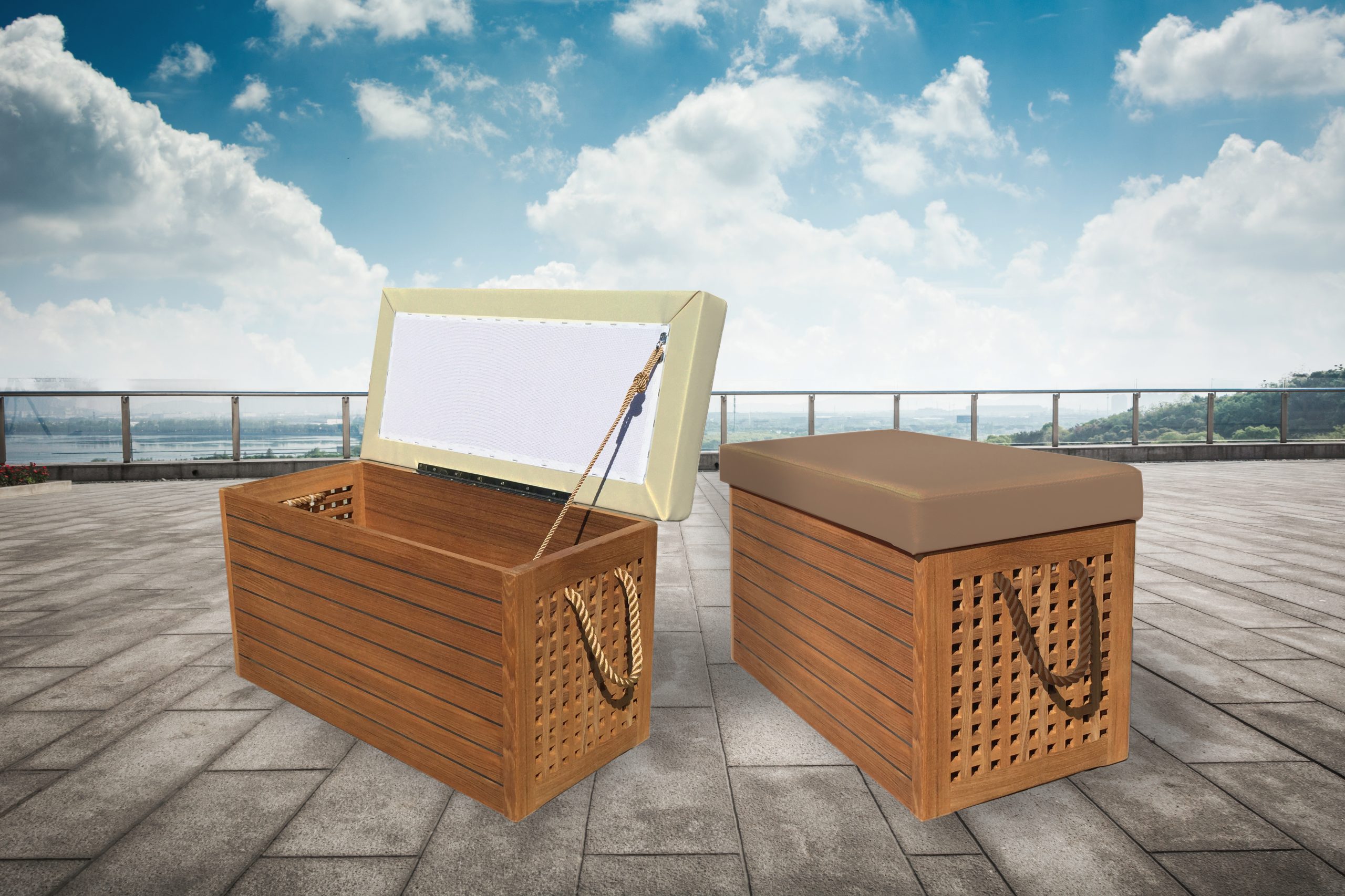 Baule marino con coperchio in tessuto